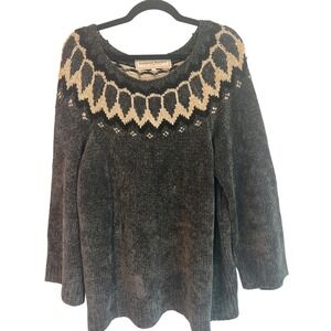 Farmers Market Iceland Fair Isle Sweater Knit 3/4 Bell Sleeve Women's Medium